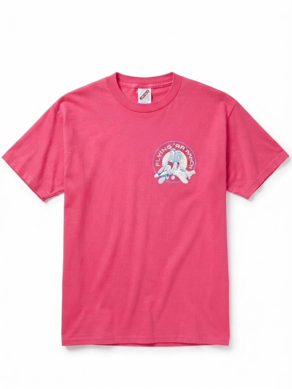 Vintage 90s Jerzees Flying AA Ranch T-Shirt XL Pink Cowboy Graphic Tee